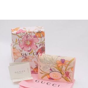 SOLD❣️Gucci Marmont Flora Pink Leather Wallet Limited Auth W Box Cards.🌸